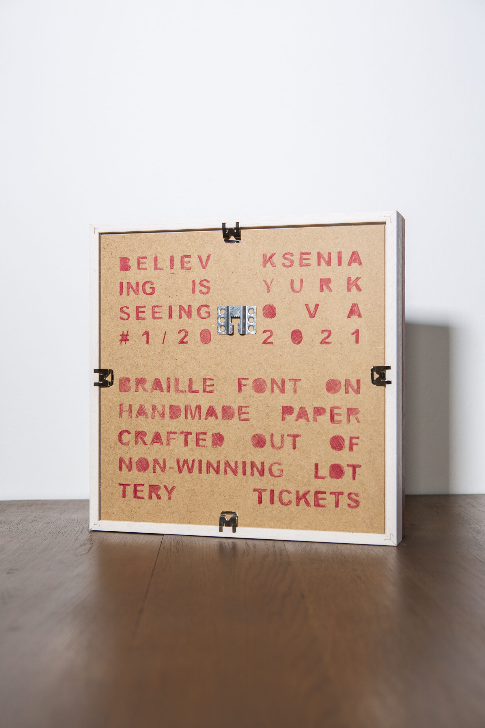 Ksenia Yurkova, contemporary sculpture, braille, stencil, lottery
