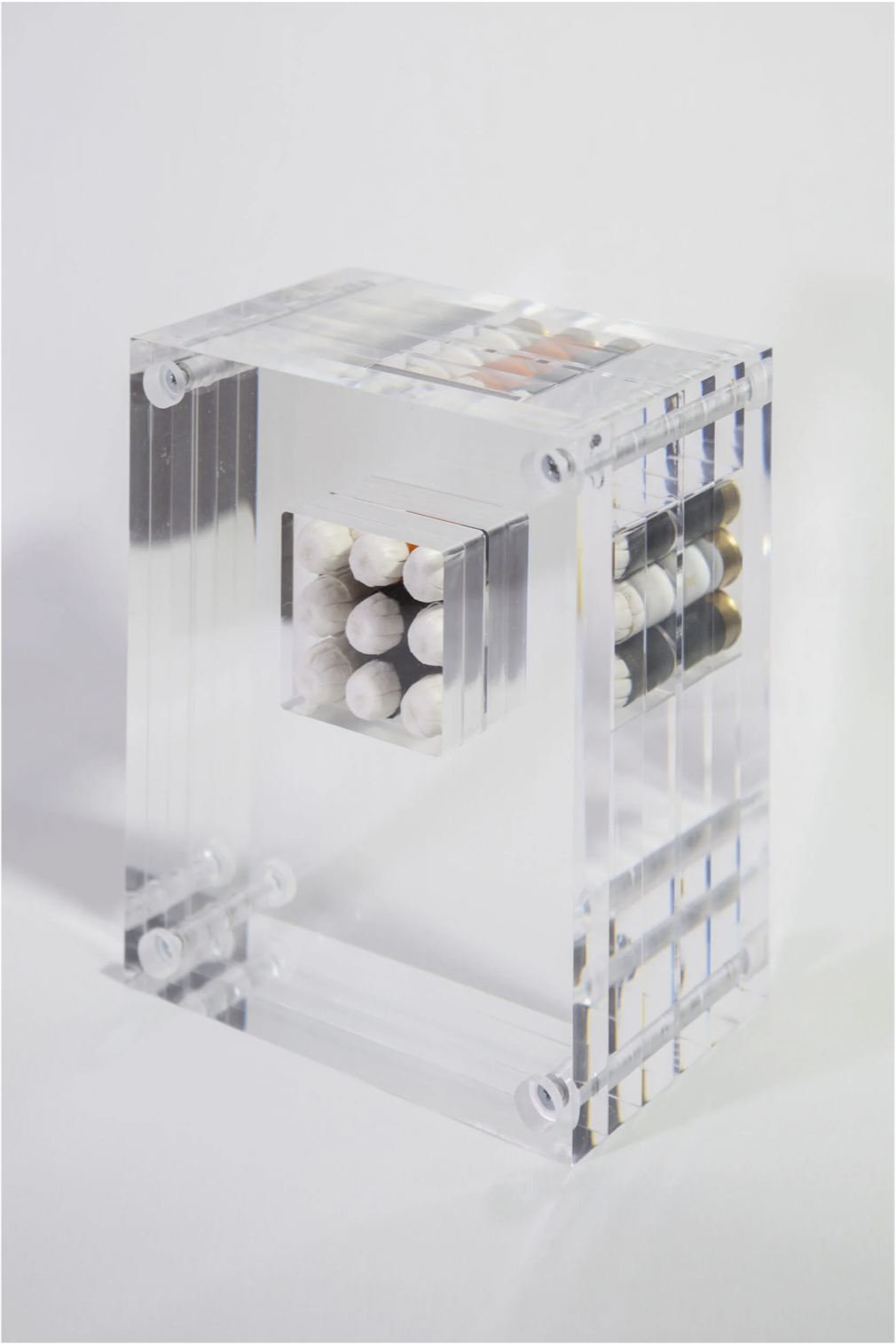 Ksenia Yurkova, contemporary sculpture, acrylic, bullet, tampon